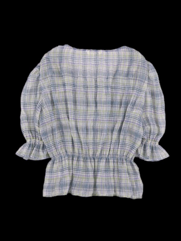 스퀘어 체크 블라우스