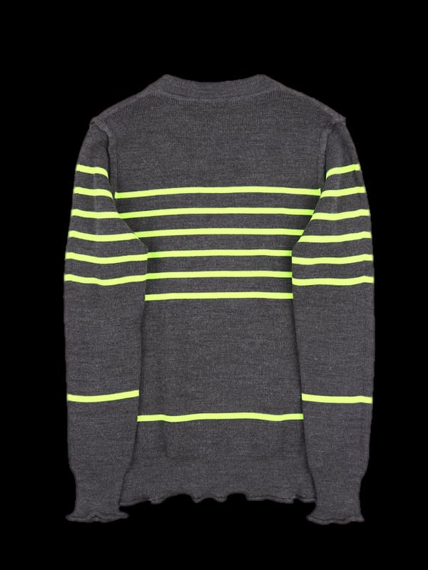 스트라이프 브이넥 긴팔가디건