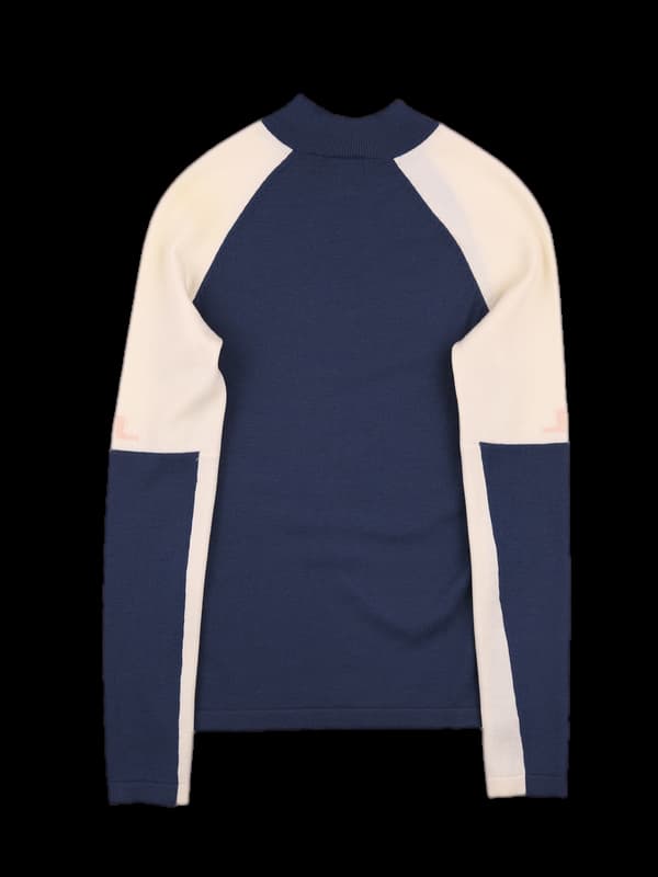 배색 하이넥 니트