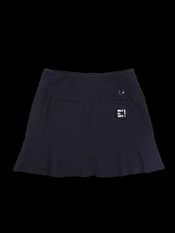 로고 골지 플레어 스커트