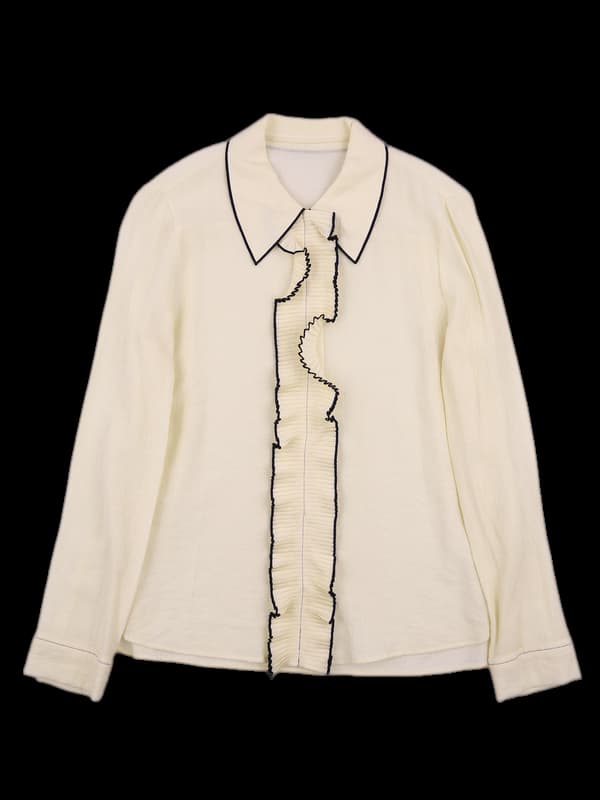 프릴 포인트 카라 블라우스