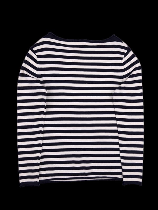 스트라이프 단추 니트