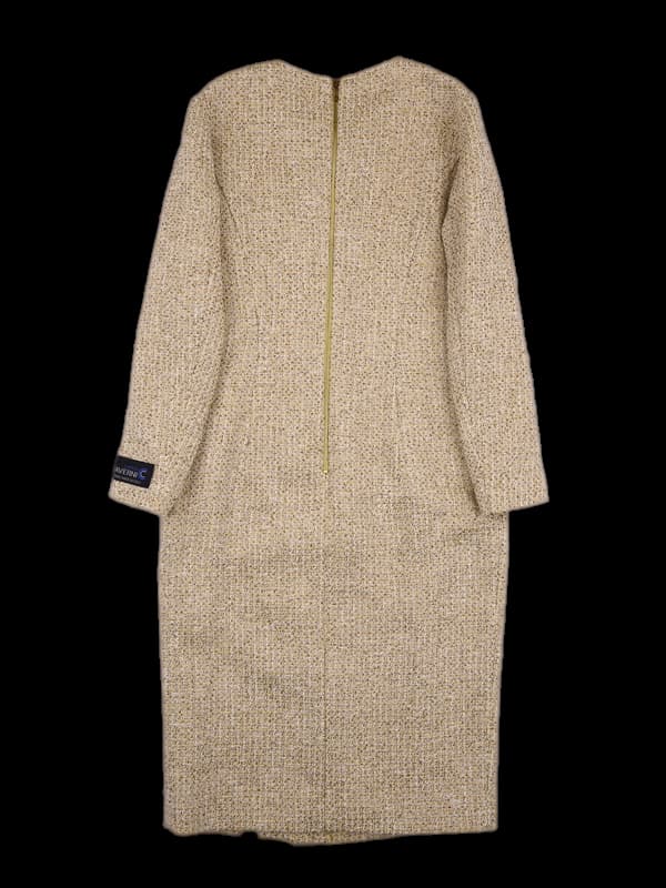 빅 금장 단추 트위드 원피스