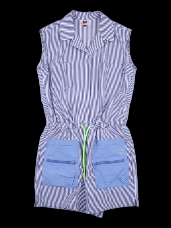 투포켓 스트라이프 점프수트