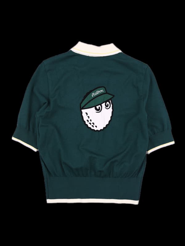 배색 카라 반팔 니트