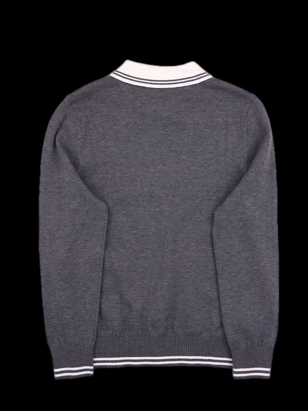 빅 로고 배색 카라 니트