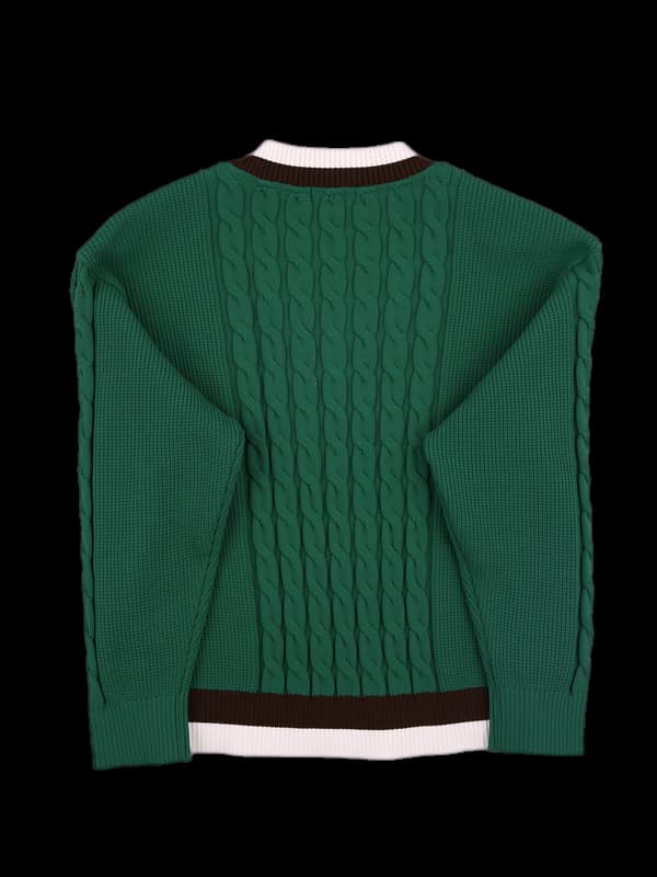 배색 꽈배기 긴팔니트