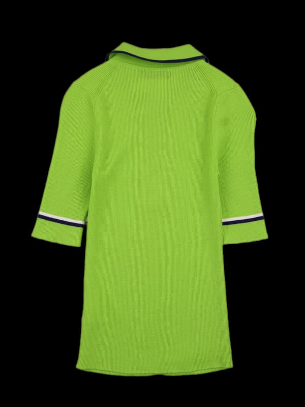 배색 골지 반팔 니트