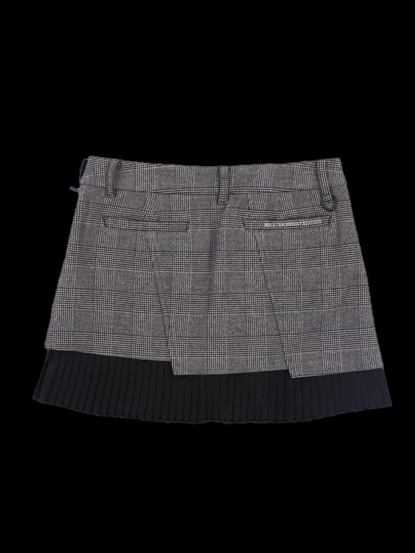 울 체크 언발 스커트