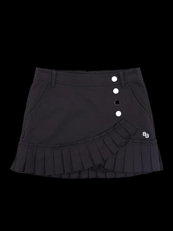 프릴 사선 단추 스커트