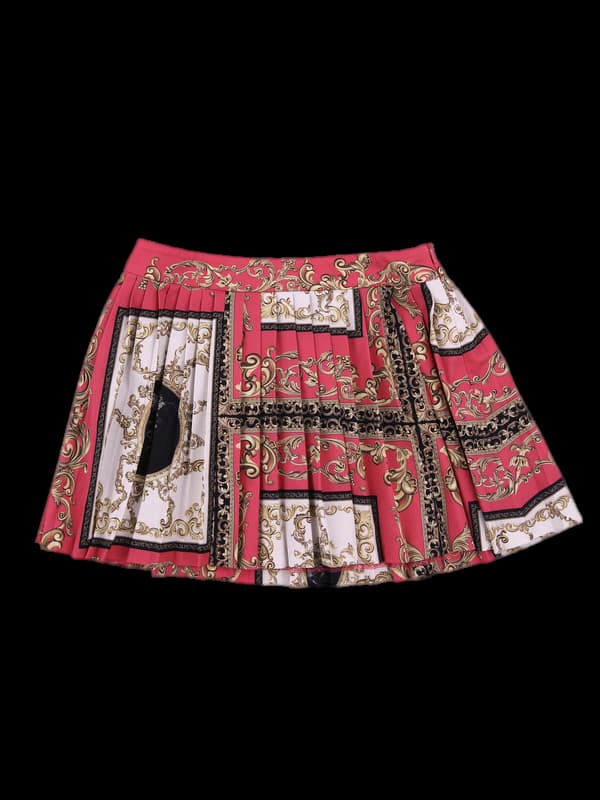 패턴 플리츠 스커트