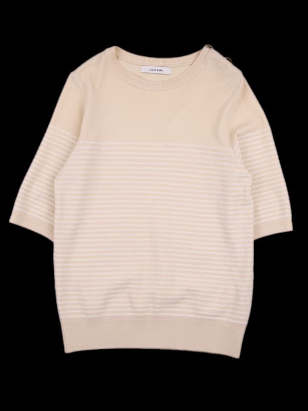 스트라이프 니트반팔