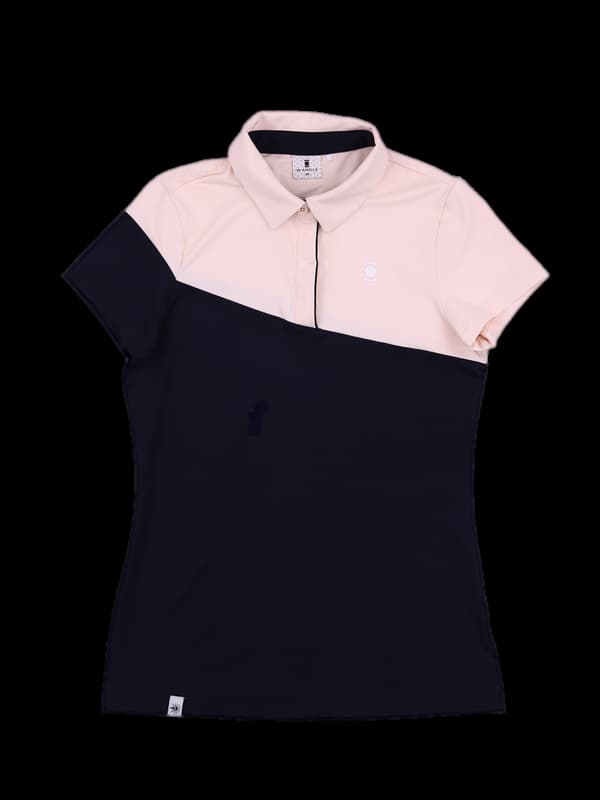 배색 반팔 카라티