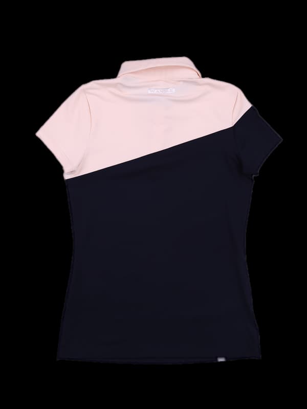 배색 반팔 카라티