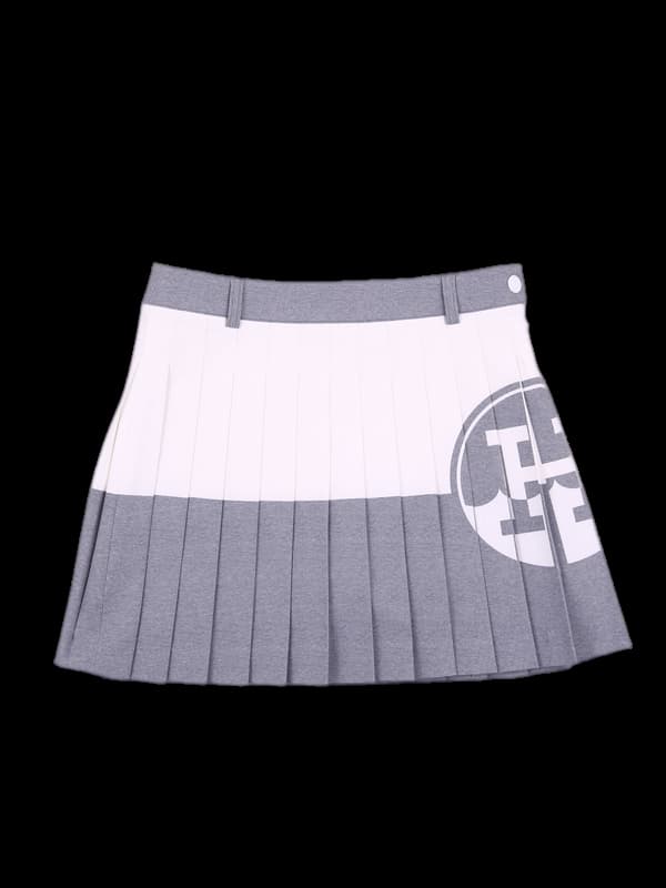로고 플리츠 스커트