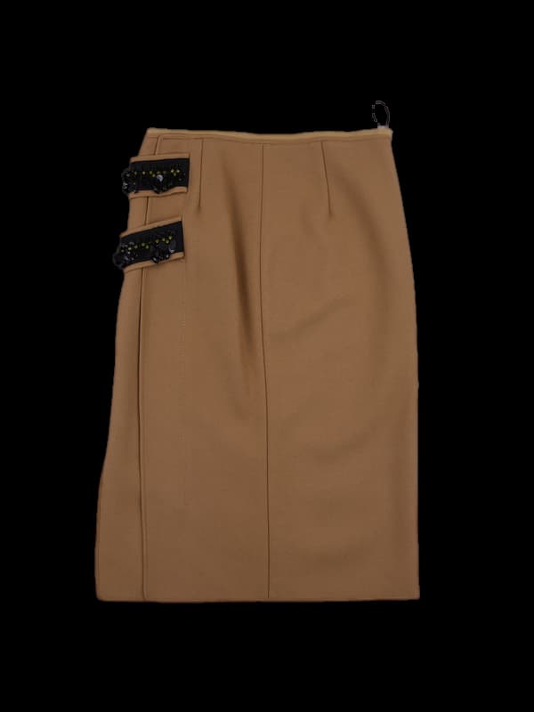 큐빅 모직 스커트