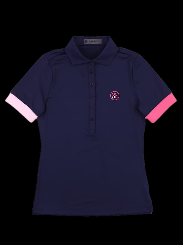 배색 반팔 카라티