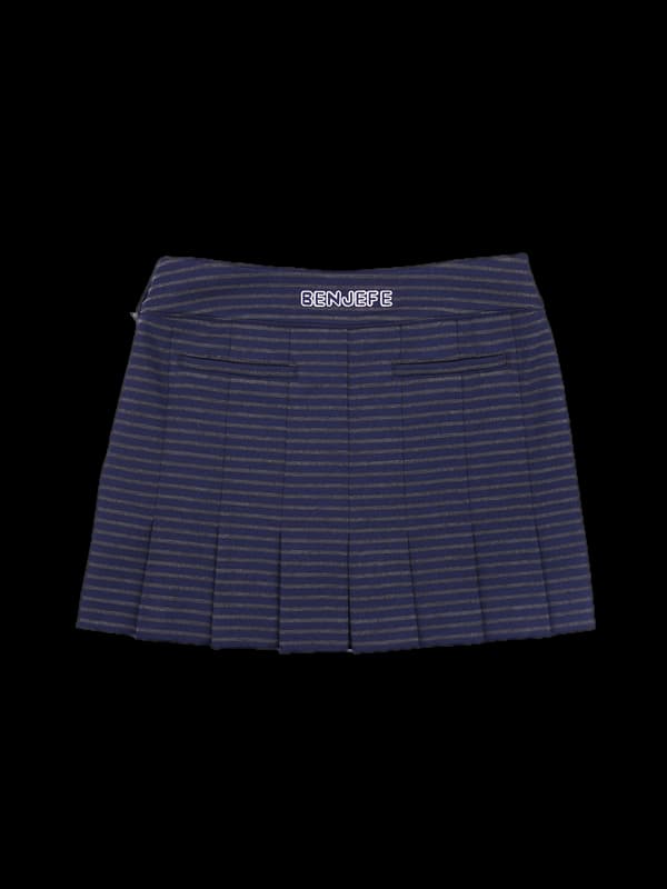 스트라이프 플리츠 스커트