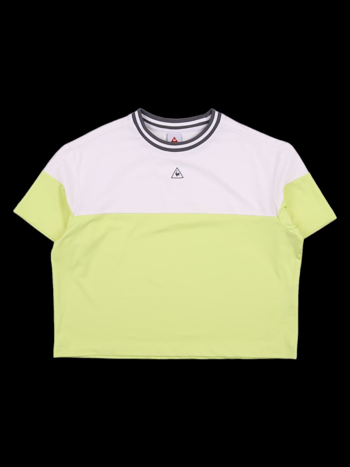 크롭 배색 반팔티