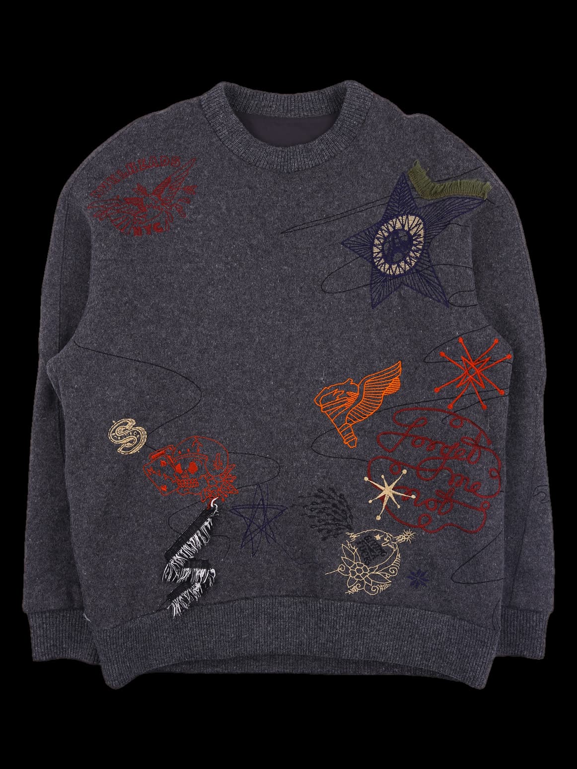 자수 포인트 방풍 니트