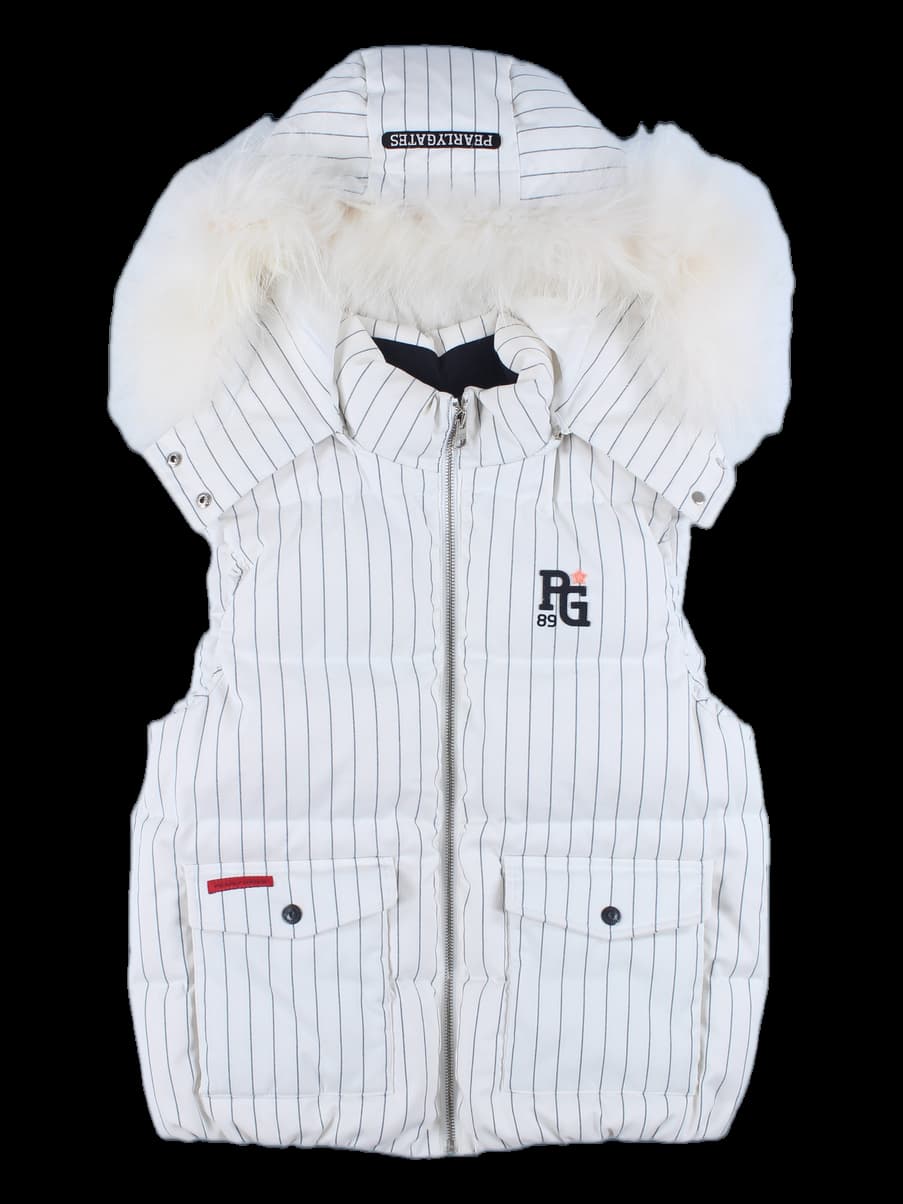 스트라이프 패딩 베스트