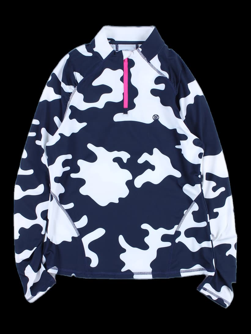 패턴 긴팔 하프집업