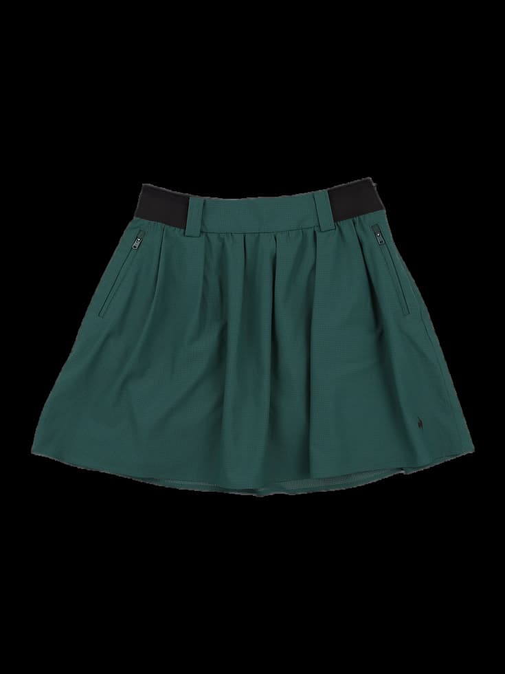 지퍼 포켓 게더 플레어 밴딩 스커트