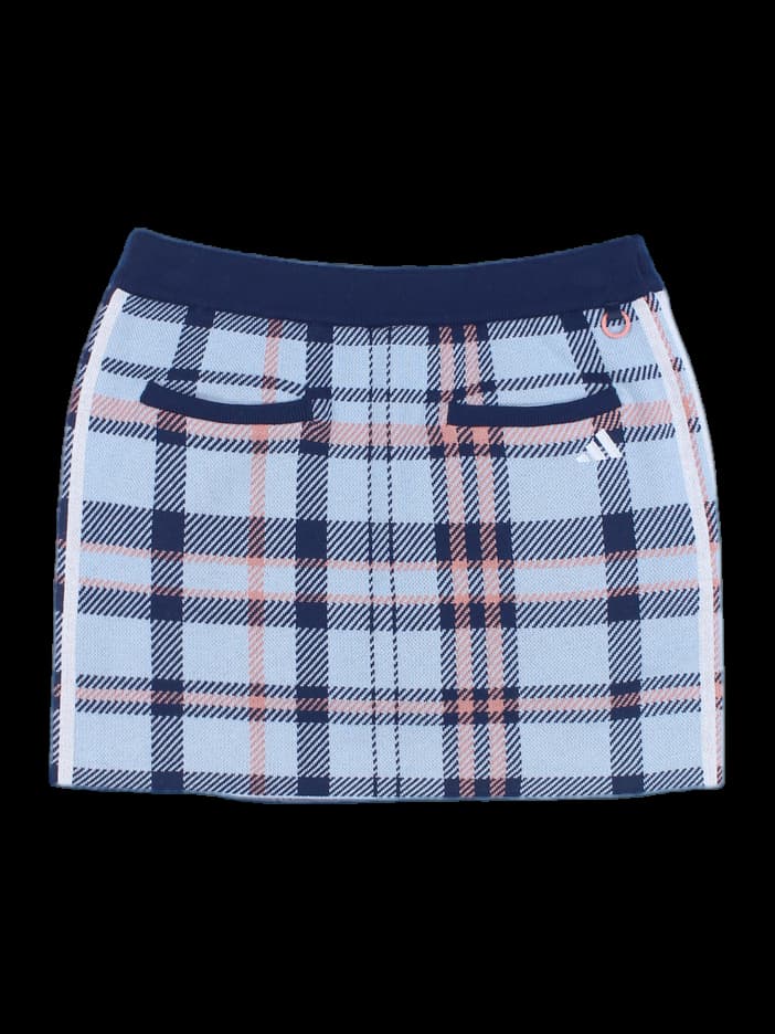 밴딩 체크 니트 스커트