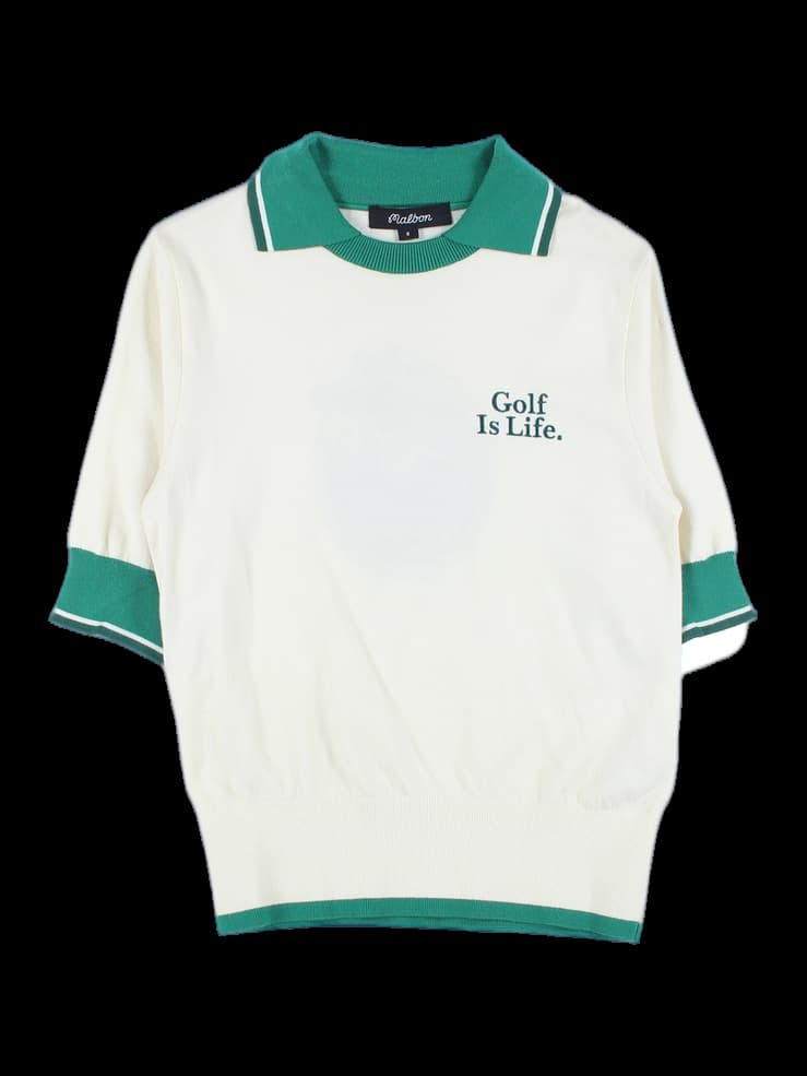 라인 배색 카라 니트