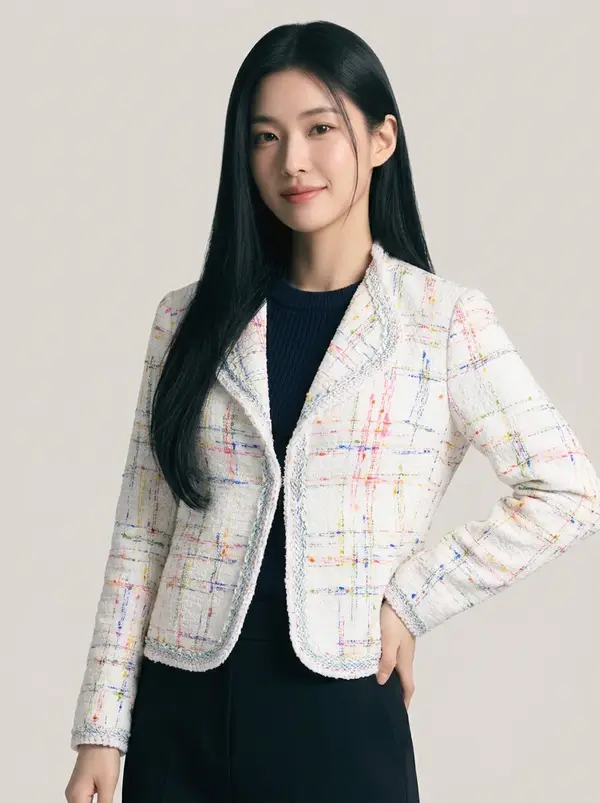 카라 트위드 자켓