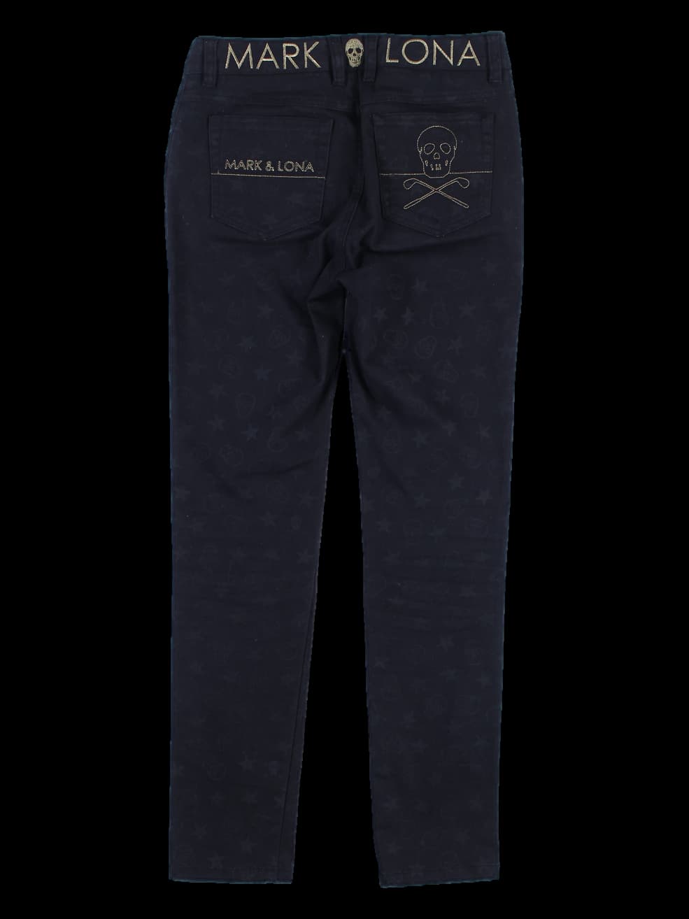 스컬 프린트 자수 팬츠