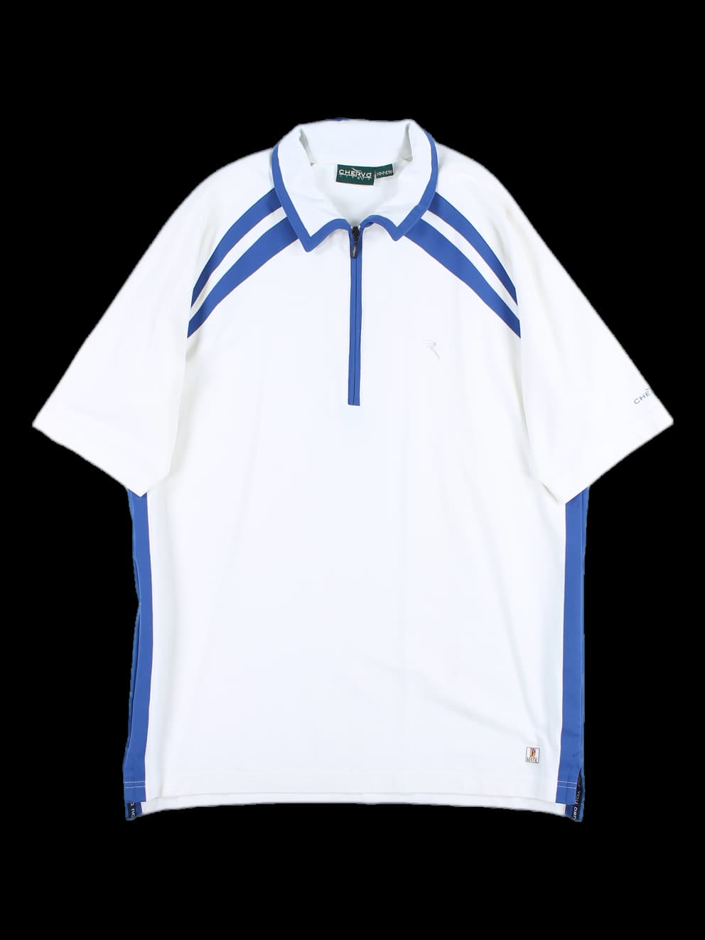 배색 집업 반팔 티셔츠