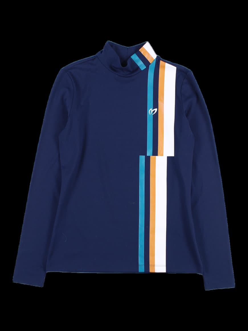 배색 하프넥 긴팔 티셔츠