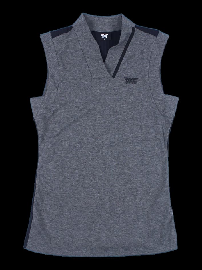 브이넥 앞뒤 배색 베스트