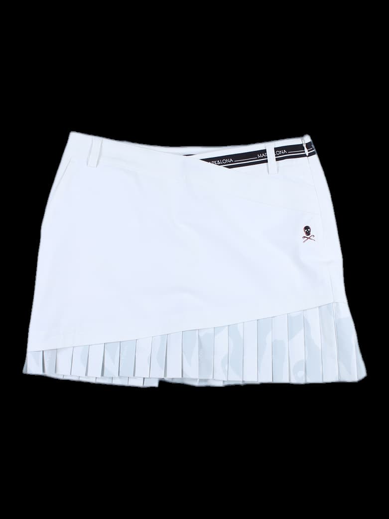 사선 절개 플리츠 스커트