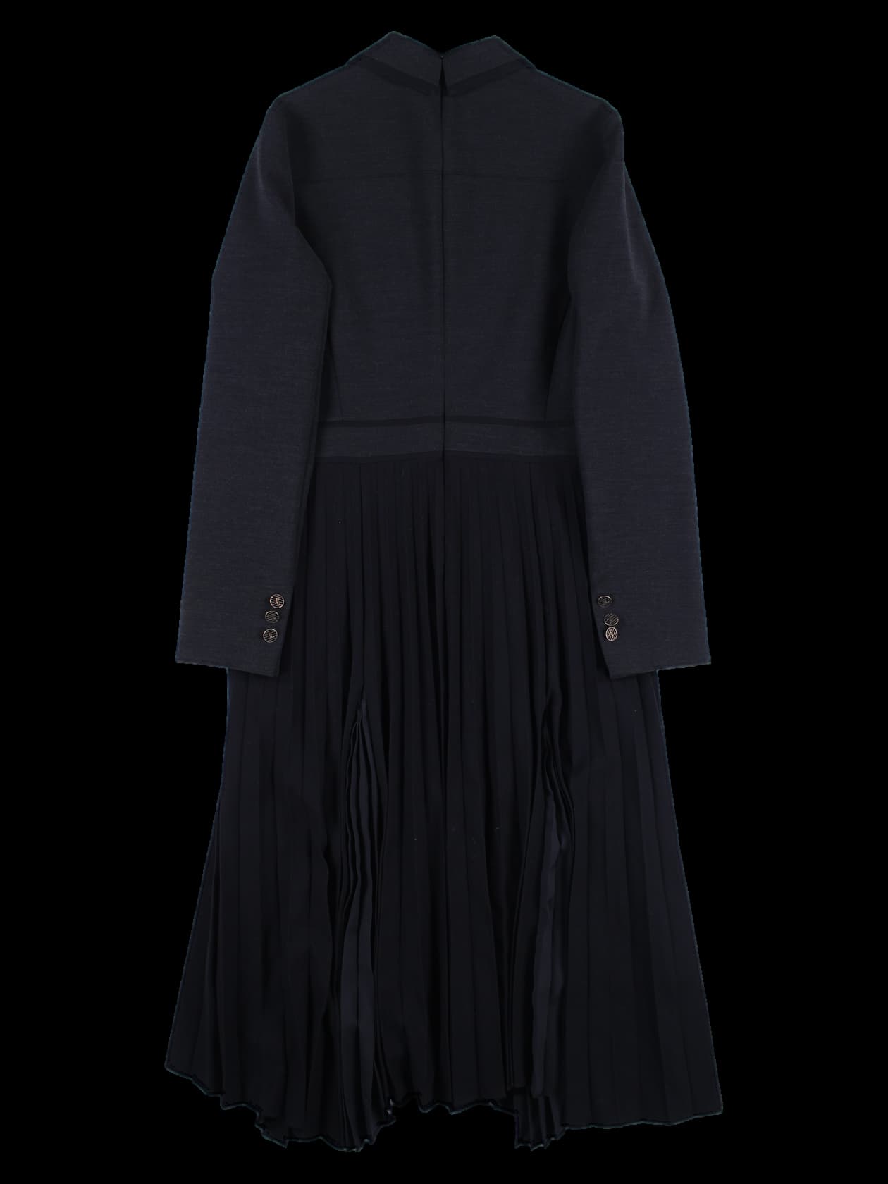 배색 플리츠 원피스