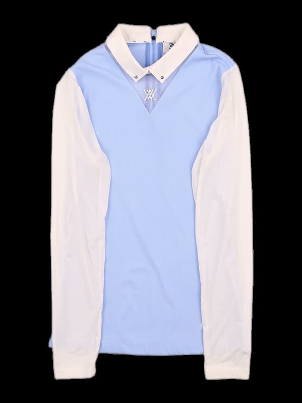 넥 포인트 긴팔 카라티