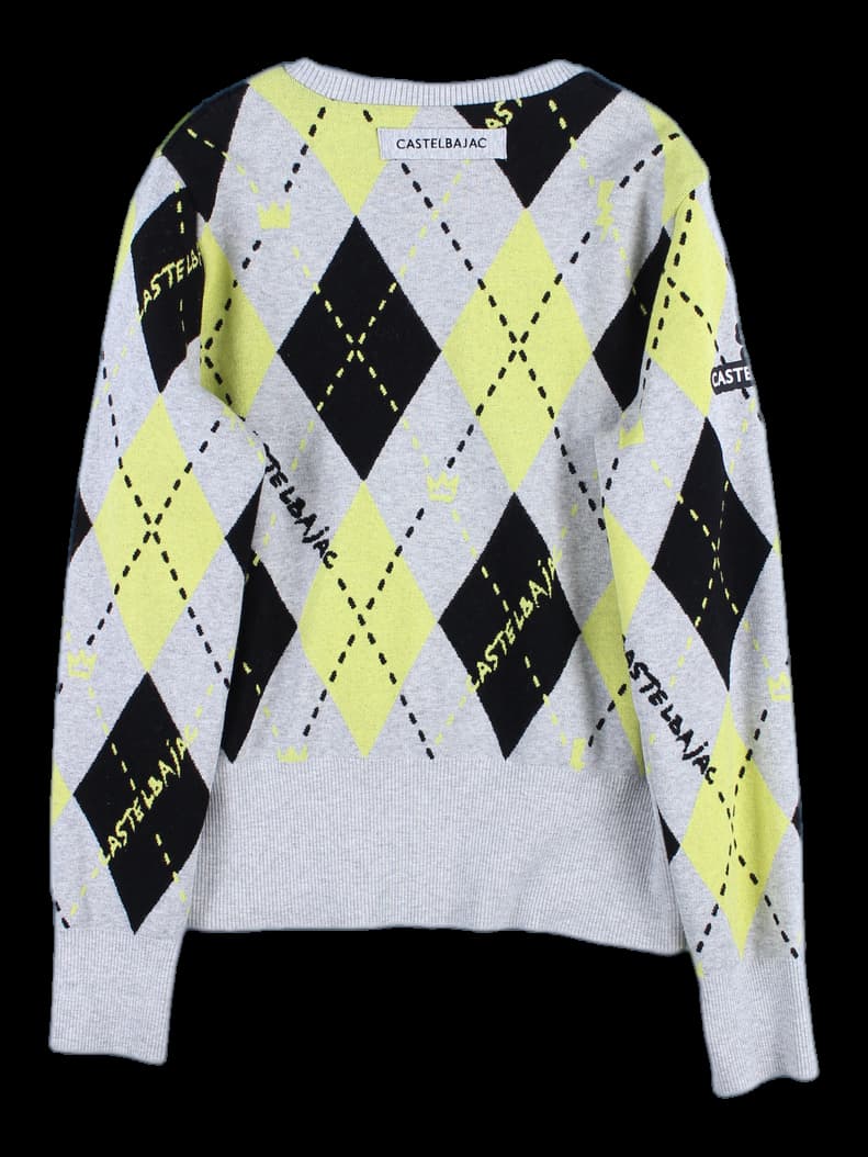 아가일 체크 방풍 니트