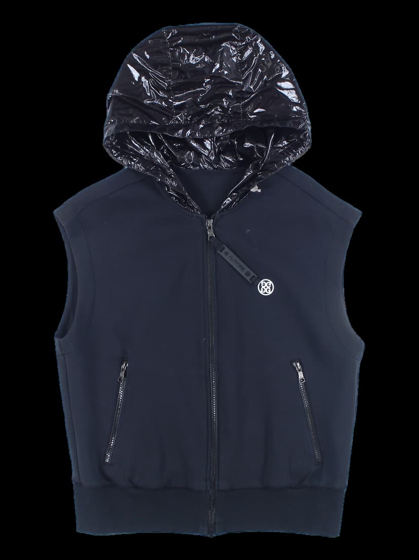 후드 배색 베스트 점퍼