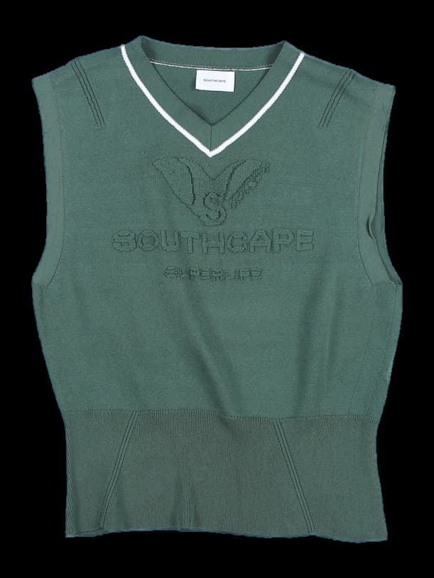 배색 니트 베스트