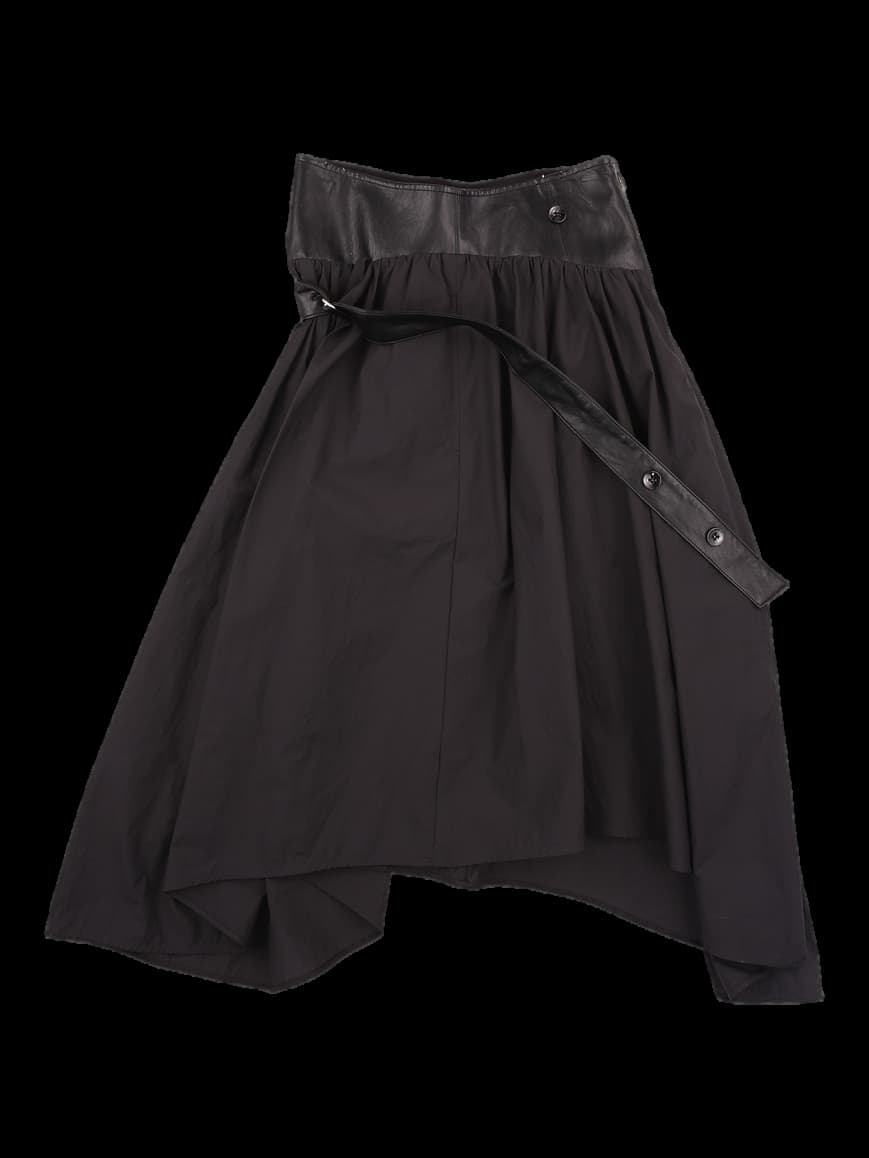 레더 포인트 언발 스커트