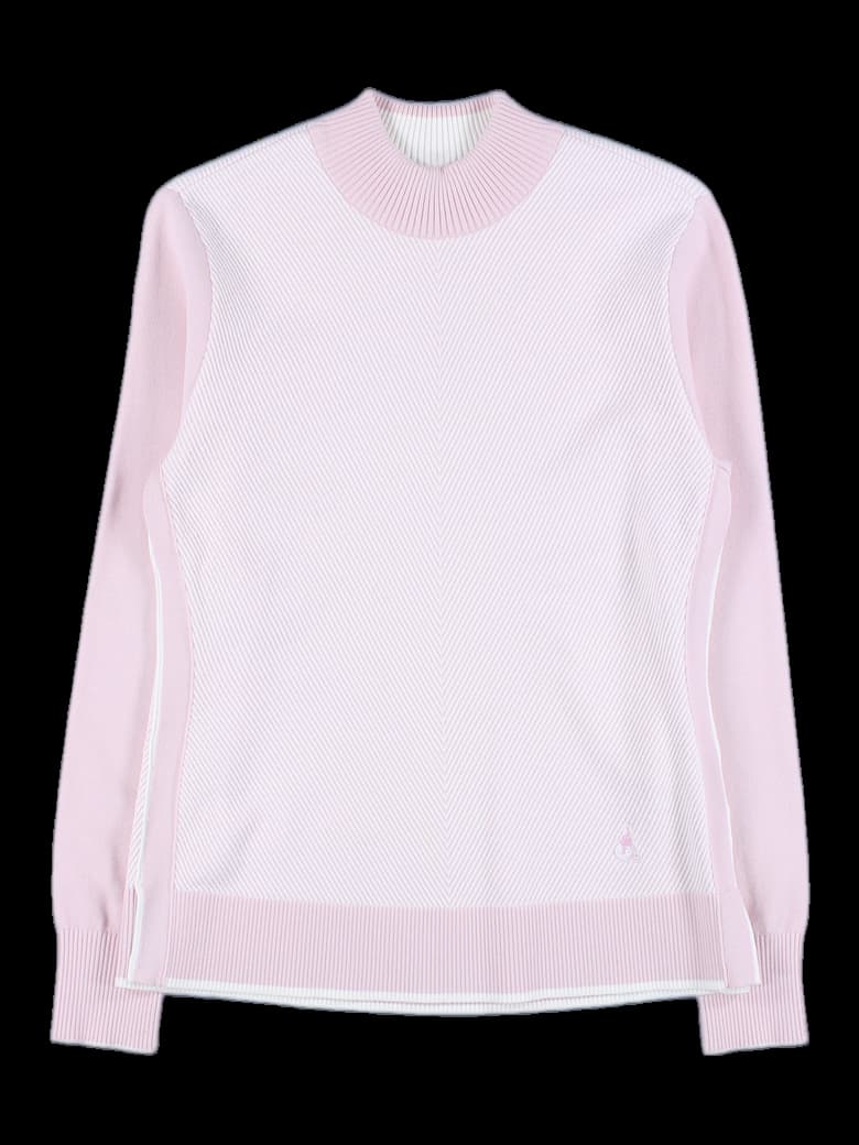 하프넥 배색 긴팔 니트