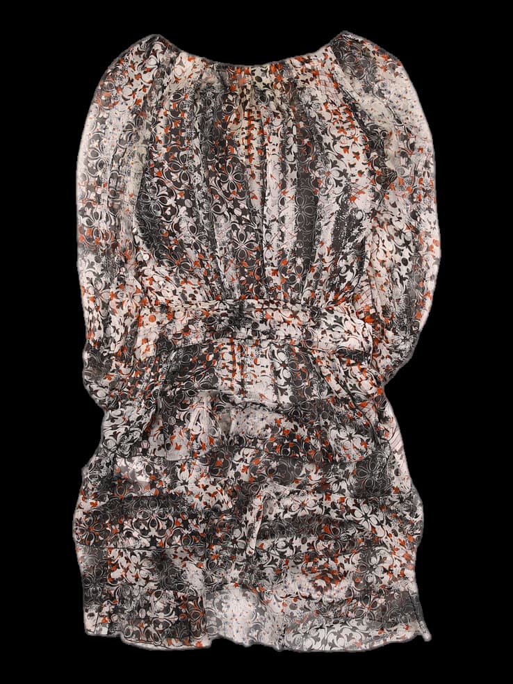 벨티드 패턴 쉬폰 원피스