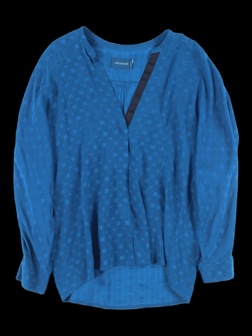 래글런 브이넥 블라우스