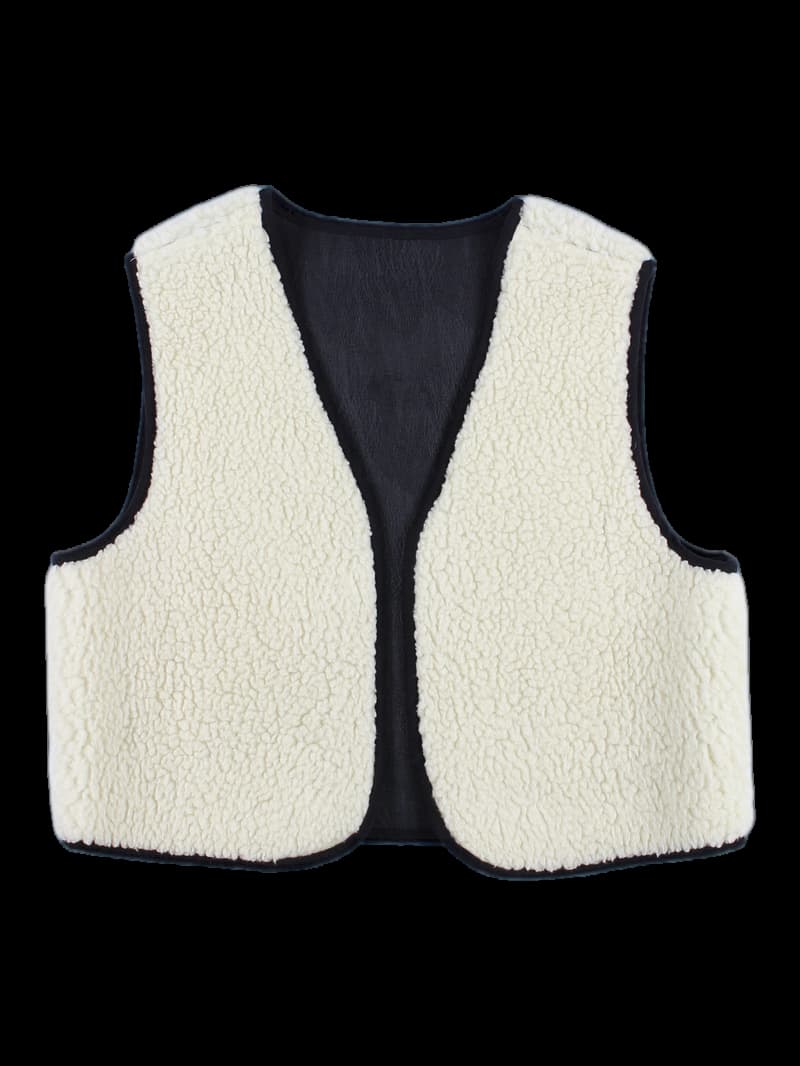 부클 레더 베스트 점퍼