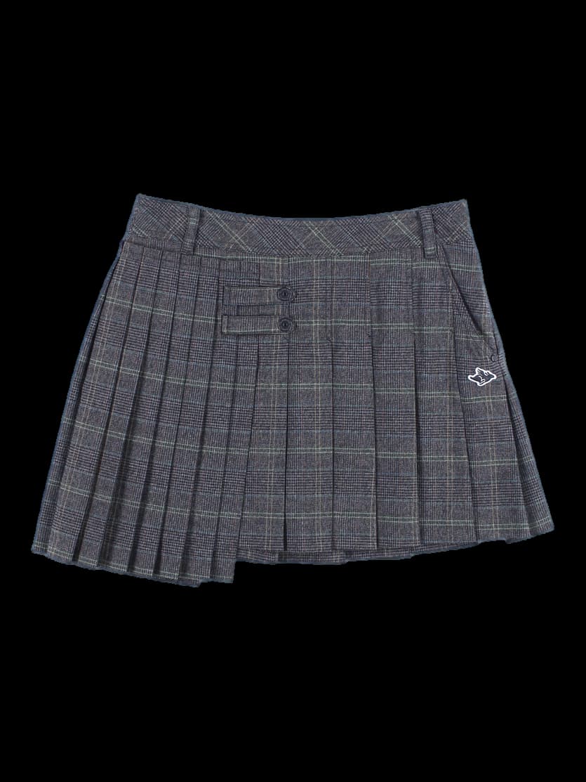 체크 플리츠 미니 스커트