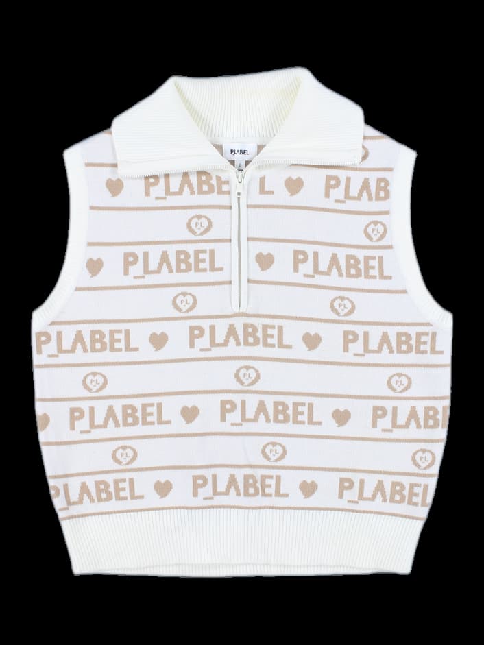 니트 반집업 조끼