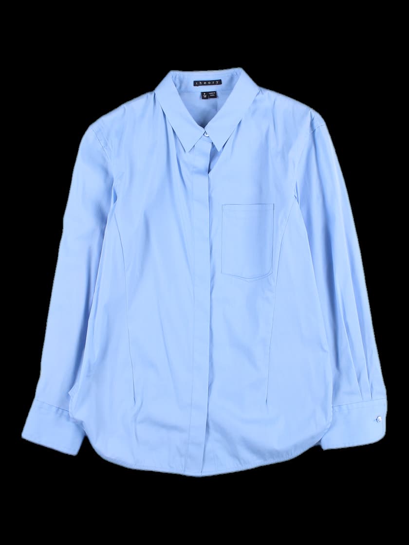 카라 절개 슬림 셔츠