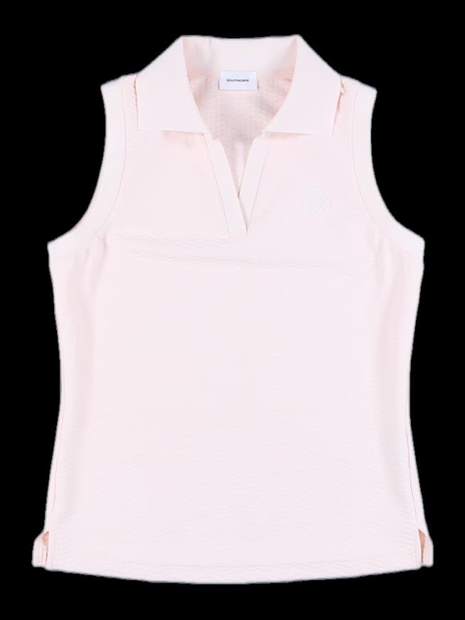 오픈 카라 슬리브리스 티셔츠