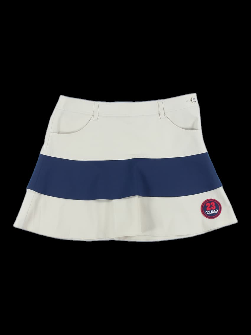 배색 플레어 스커트